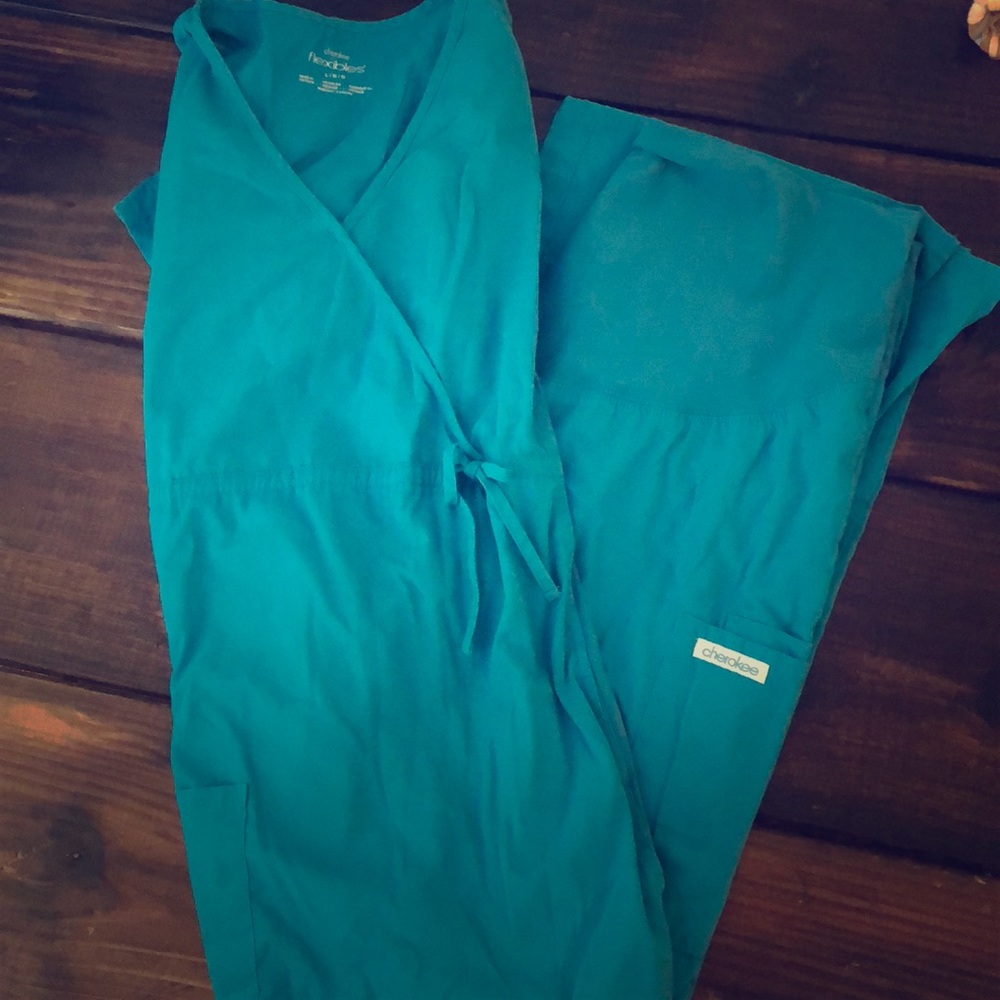 Maternity Cherokee flexible nursing scrubs - teal